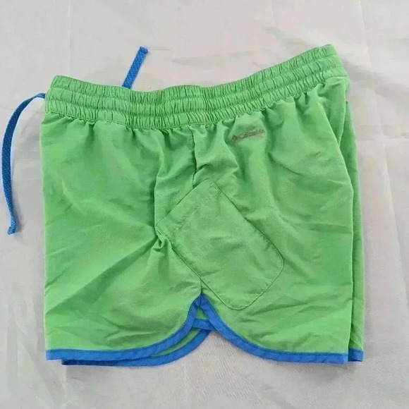 Columbia Shorts Women M Green Blue Chino Pockets Hiking Drawstring 4" Inseam - Picture 13 of 14